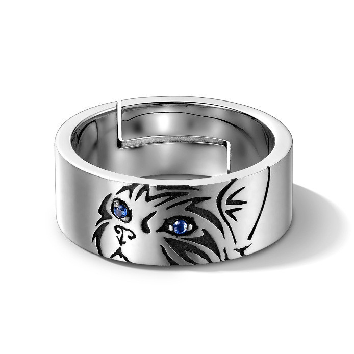 Cincin Kucing Vintage Cincin Terbuka Trendy Cincin Kartun Anak Kucing Cincin Pria