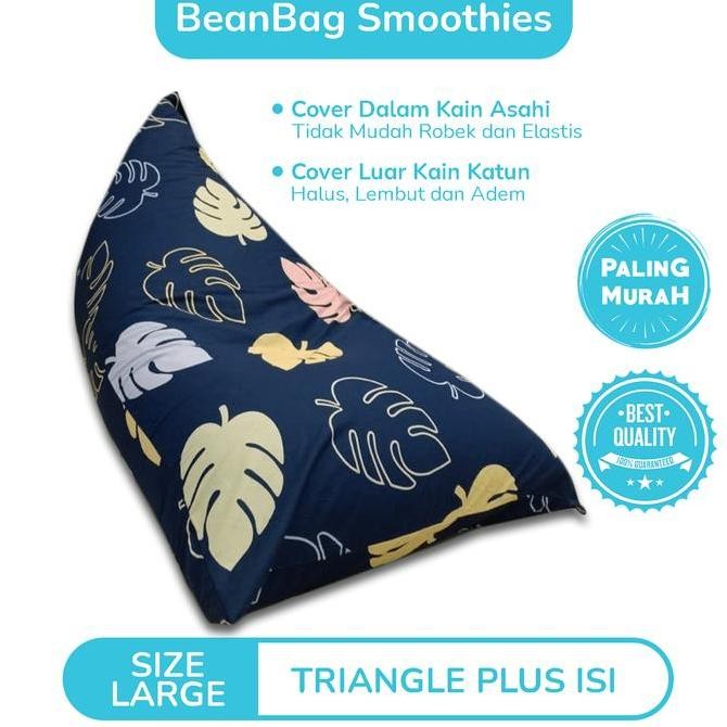 Bean bag triangle plus isi motif Leaf Navy size dewasa - beanbag murah berkualitas Sofa Furniture Mi