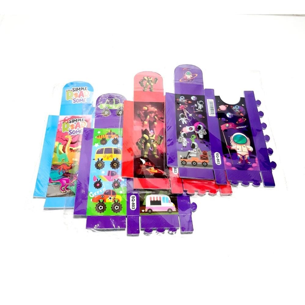 Best - Harga Grosir ( 1Packs /12pcs ) Kotak Pensil Mika Rakit 20X8X3cm karakter + Kantong plastik 