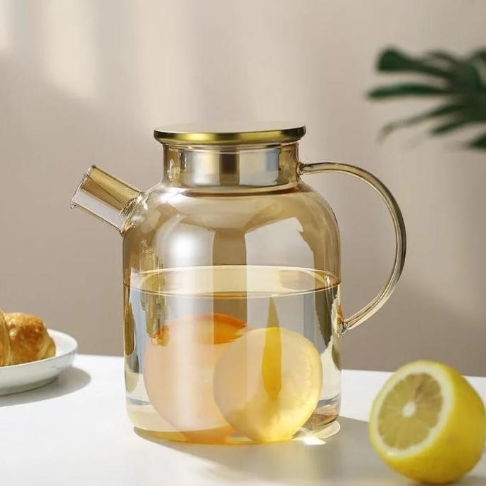 Teko Kettle Ceret Kaca Teh Kopi Pitcher Borosilicate Glass