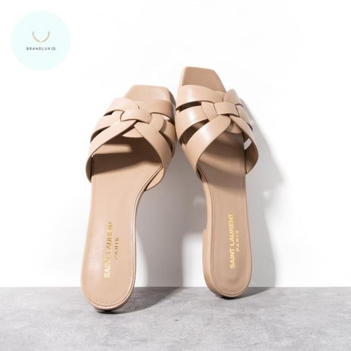 Saint Laurent Tribute Flat Sandal Calf Leather