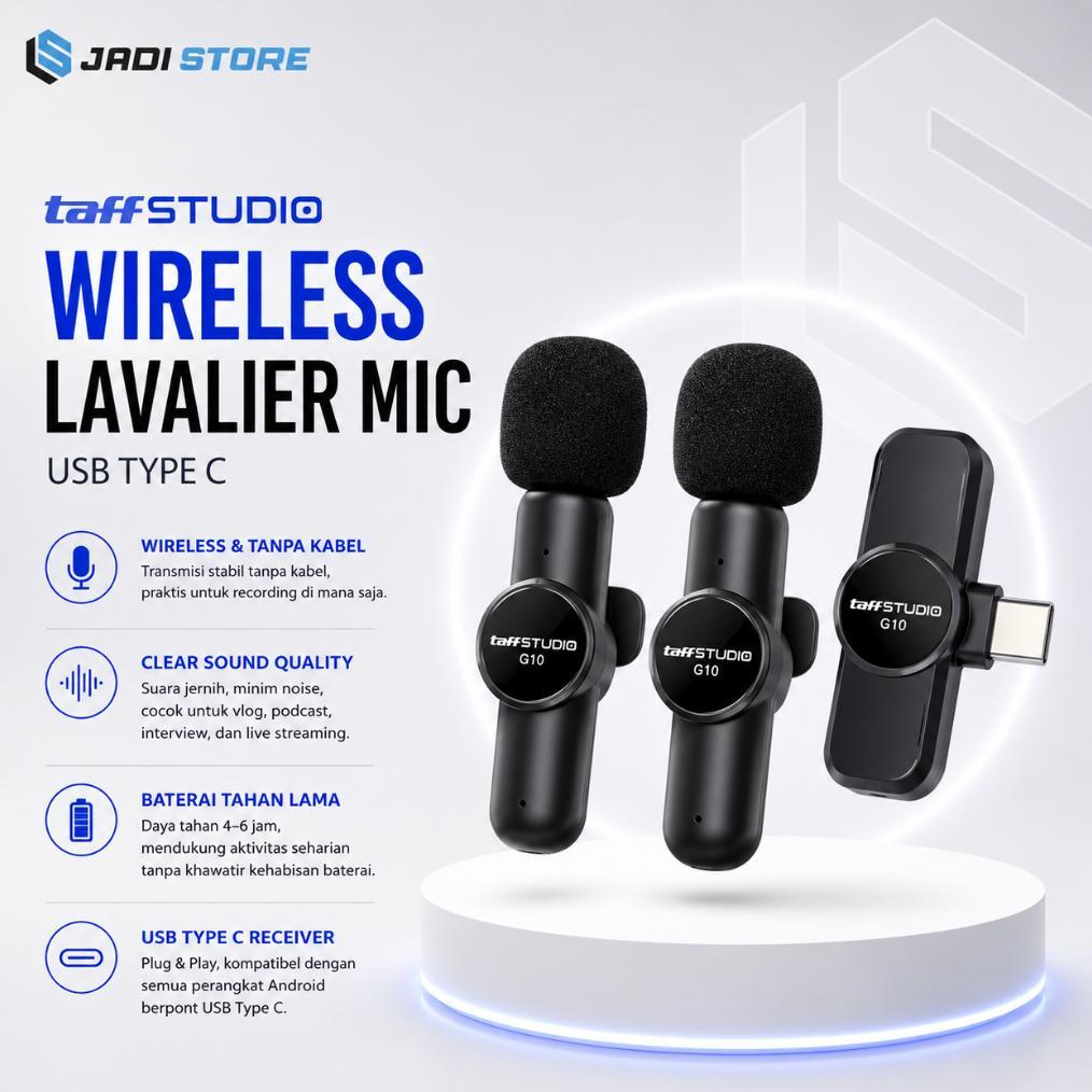 Clearance Taffstudio Clip On Jepit Mic Wireless Type C Mic Klip Microfon Bluetooth Android Tanpa Kab