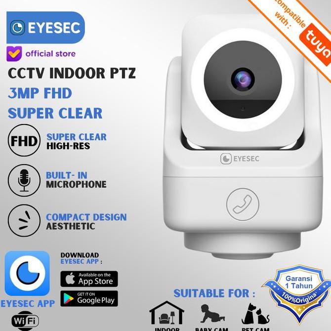 Cctv Indoor Eyesec Ultra Hd Smart Cctv Indoor 360+180 Ai Pendeteksi Manusia Wireless 3X Zoom