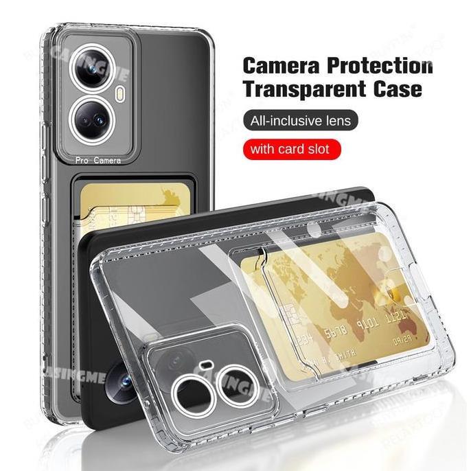 CASE REALME C55 SOFT CASE CARD SLOT WALLET TRANSPARAN TPU CLEAR CASING