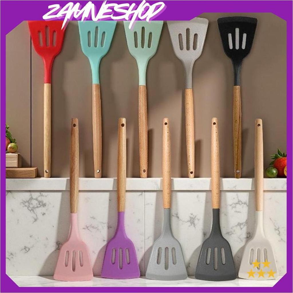SC - Spatula Silikon H1019 Alat Masak Sodet Lubang Penyaring Minyak Tahan Panas Perlengkapan Dapur T