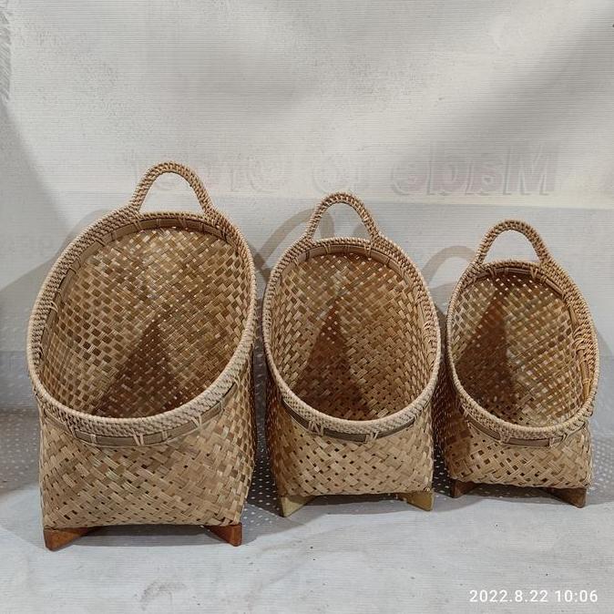 ~@~@~@~@] bamboo rattan basket / keranjang bambu rotan set 3 miring
