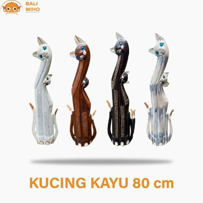 ] Patung Kucing Kayu Dekorasi Kucing Patung Kucing lucu Pajangan Kucing