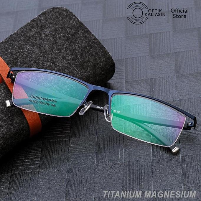 Pilihan - Optik Kaliasin - Frame Kacamata Sporty Pria Half Rim Titanium Magnesium Lentur 8831