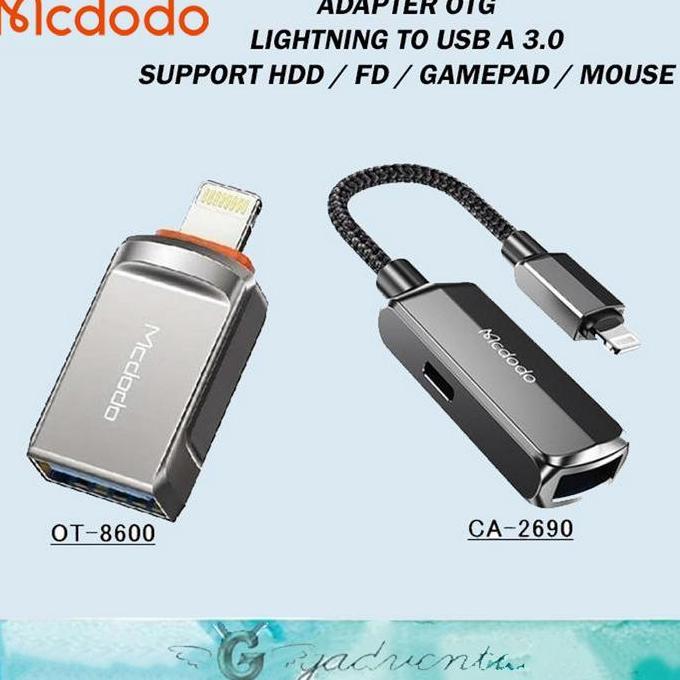 Shipi- Mcdodo Ot-8600 Mini Otg Adapter Iphone Lhtning To Usb Flashdisk Data Untuk Iphone 8 X 11 12 1