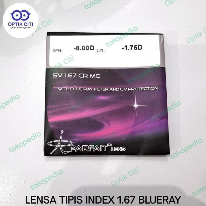 Pilihan  - Lensa Kacamata Minus Anti Blueray 1.67 Tipis Mengurangi Sinar Biru Berbahaya Original Eye