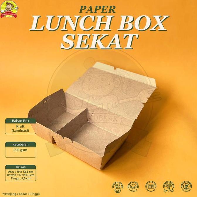 Lunch Box Kraft Ukuran L Sekat 2 Laminasi Paper Lunch Box Sekat 2 Bahan Kraft Eco-friendly Solusi Pe