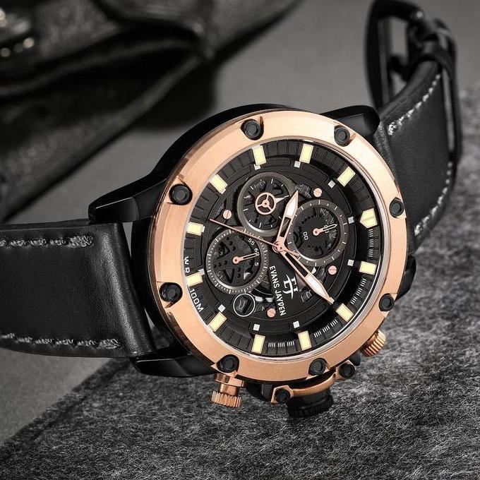 Watch- Evans Jayden Jam Tangan Pria 9570 Kulit Kaca Sapphire Chronograph Ter Resistant 10 Atm Stainl