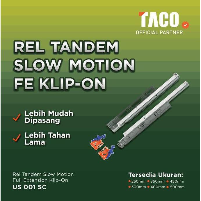 Waze- Rel Laci Tandem Taco 40 Cm Soft Close Slowmotion Full Double Extension Us 001 Sc Dobel Slow Mo