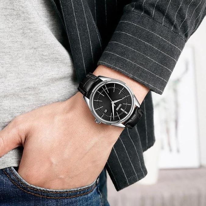 Watch- Jam Tangan Pria Analog Tali Kulit Skmei 9298