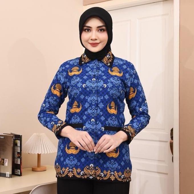 [CUCI GUDANG] Atasan Kemeja Batik KORPRI Wanita Bahan Katun C50s