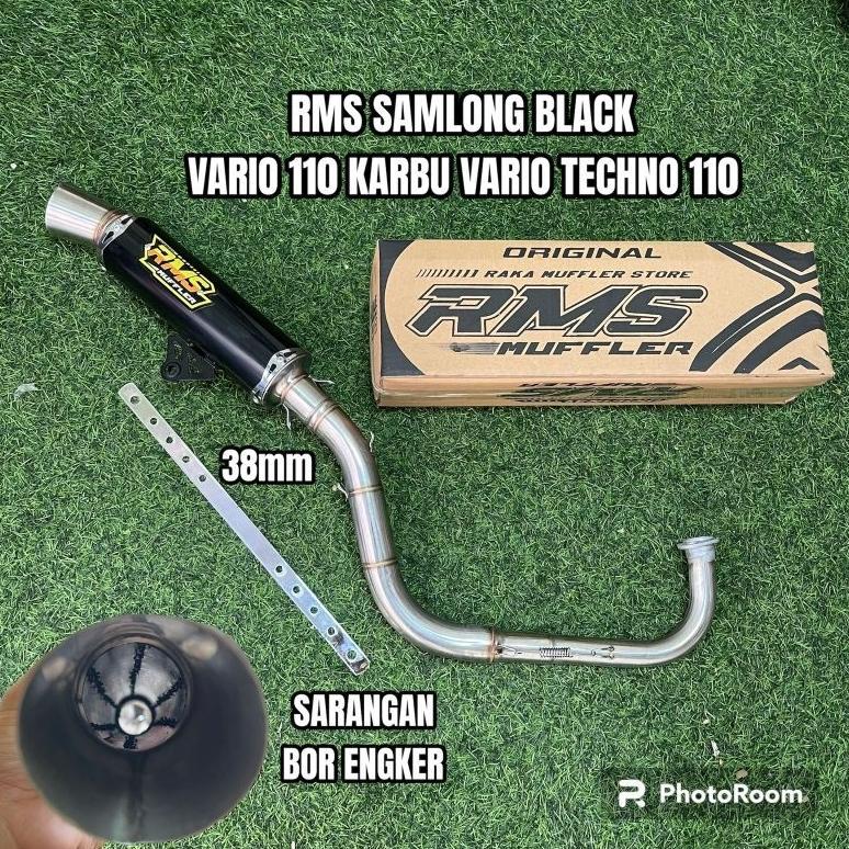 Premium Knalpot Rms Samlong Black Vario 110 Karbu Vario Techno 110 Sarangan Bor Engker Inlet 38Mm Da