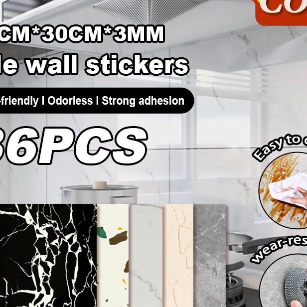 (36 Buah) Wallpaper Dinding Vinil Marmer 30X30Cm/Lantai Vinil Marmer Granit/Stiker Kabinet Marmer/St