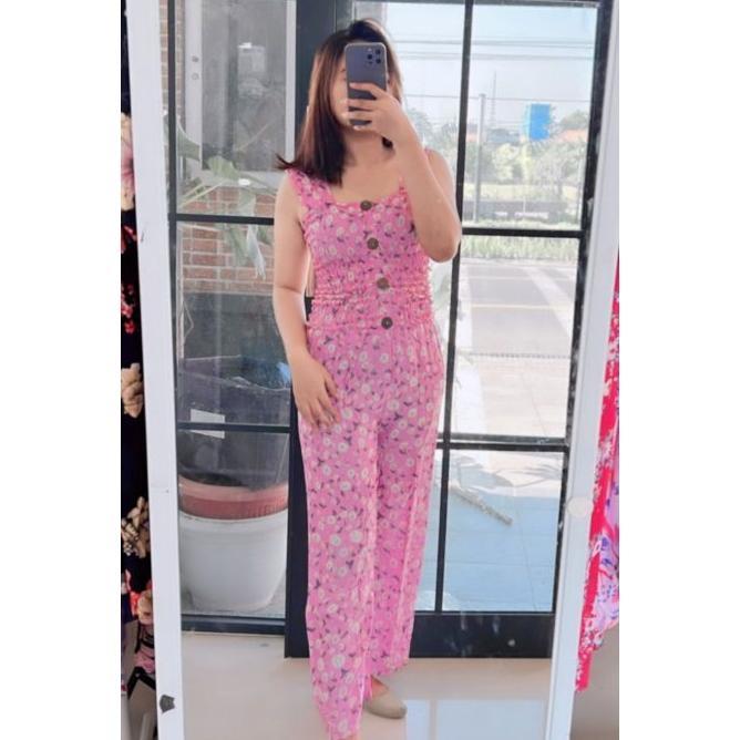 Jumpsuit Kerut Panjang Bali Motif Bunga