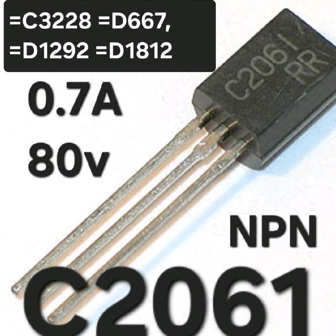 LINEAR TRANSISTOR C2061 NPN 0.7A 80V PERSAMAAN BUAT 2SC3228 C3228, 2SD667, D667  2SD1292, 2SD1812 D1