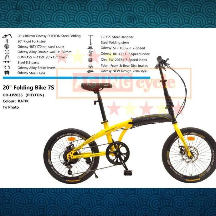Promo SEPEDA LIPAT / FOLDING BIKE ODESSY 16" 2036 PHYTON - GRAB/GOJEK INSTAN Diskon