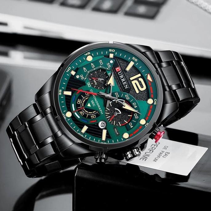 Bw- Jam Tangan Pria Analog Tali Stainless Steel Chronograph Aktif Curren 8395