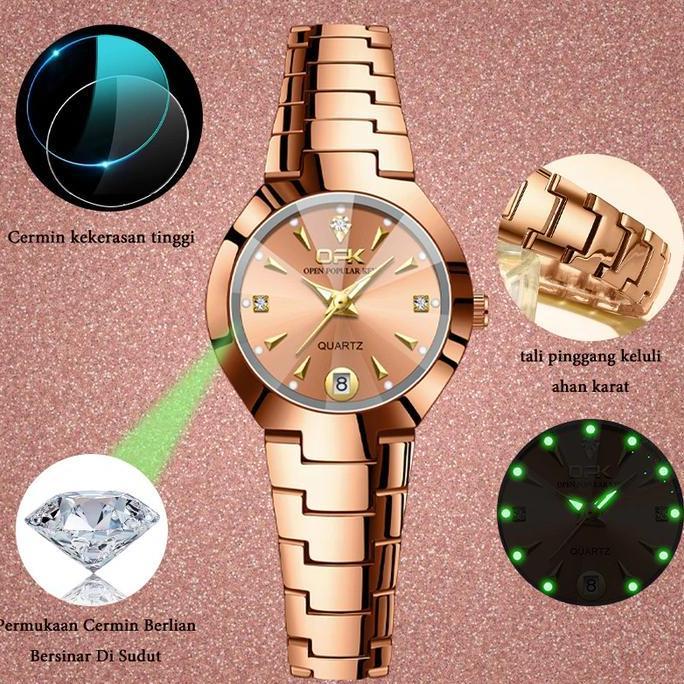 Clock- Opk Jam Tangan Nita Anti Air Kecil Cewek Terbaru Analog Mar Emas Women Tch