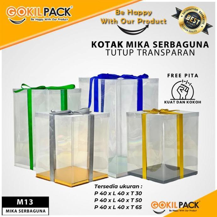 Cake Box Kotak Kue Mika Transparan Dus Hadiah - Tutup Mika  / M13