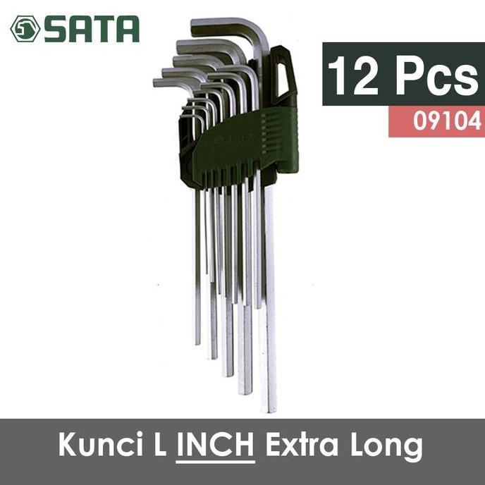 KUNCI L SET 12 PCS EXTRA LONG POINT 09104 (SAE) SATA TOOLS