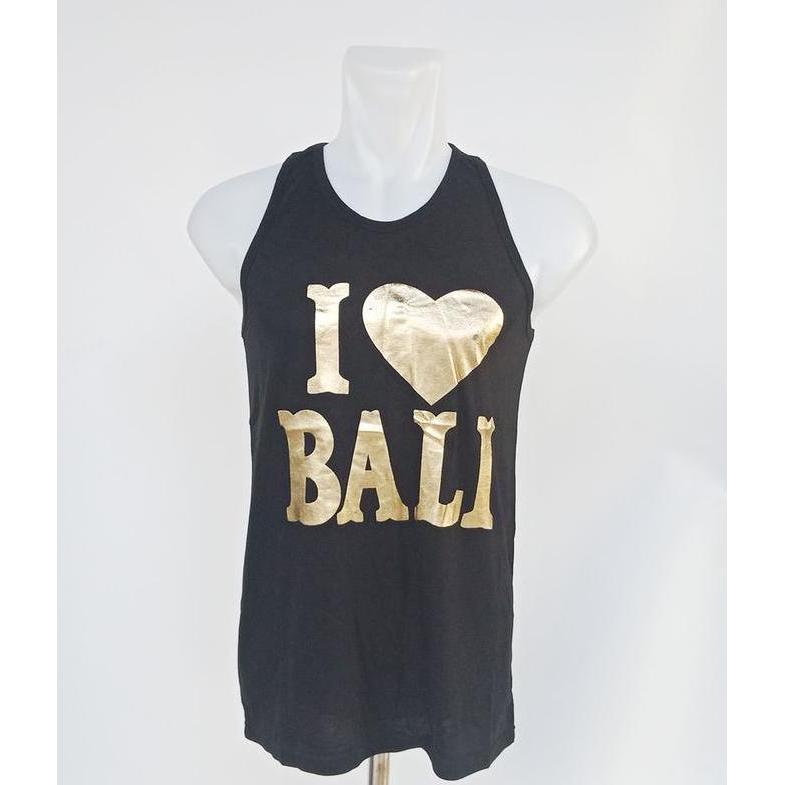 BAJU KAOS SINGLET I LOVE BALI TANPA LENGAN - I LOVE BALI TANK TOP KATUN