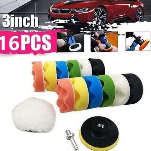 16 IN 1 BUSA SPON SPONGE POLES POLISHING BUFFHING  3" MOTOR MOBIL PAD DRILL SHANK ADAPTER M10 3 INCH