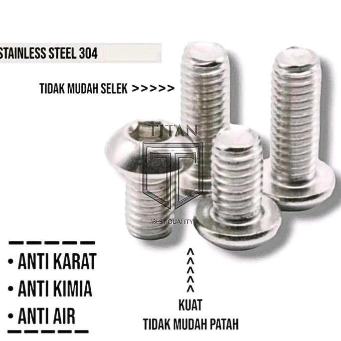 (1PCS) BAUT BUTTON L M8 X 30 / BAUT 8MM X 30MM / BAUT 8 X 30 BAUT L ANTI KARAT SS304 BAUT PAYUNG M8 