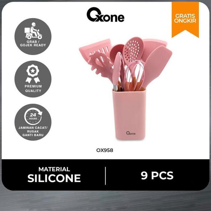 Oxone OX958 9pcs Silicone Kitchen Tools Spatula Kitchenware