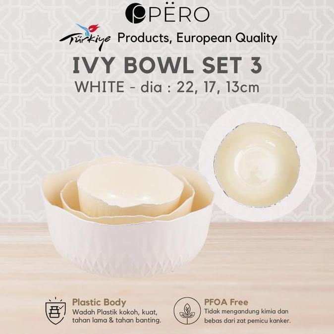 [KING KEVIN] Pero Ivy Bowl Set Of 3 / wadah plastik set of 3