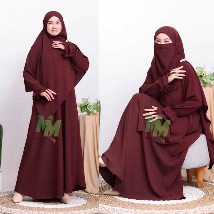 Dress- Melia Gamis Melayu Set Fasmina Hiban Free Cadar Bahan Sabrina Anti Uv Gamis Meh Terbaru 26