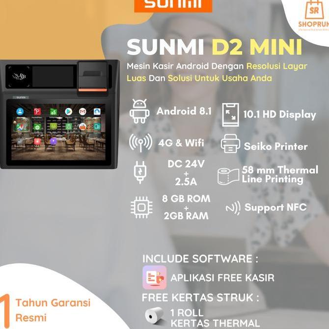 Mesin Kasir Android Desktop Portabel SUNMI D2 POS / OLSERA / QASIR