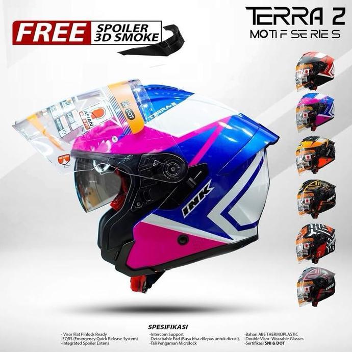 Ink Terra2 Motif Double Visor Free Spoiler 3D - Helm Ink Terra2 Motif Sni Original