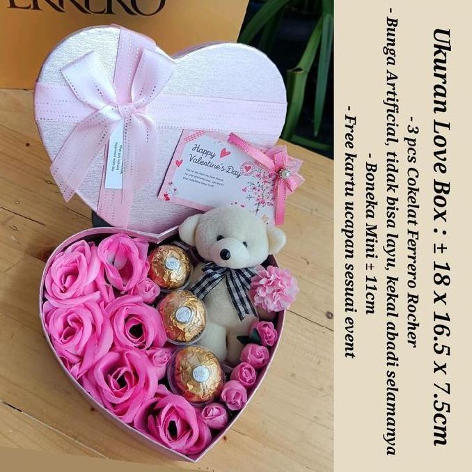 Love box buket bunga coklat Ferrero rocher GJS
