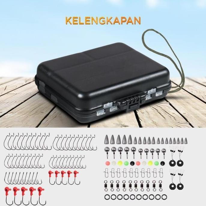 Set Kail Pancing Timah Kili Kili / Kail Pancing Fishing Hook Tackle Box Set 148 PCS - JY07