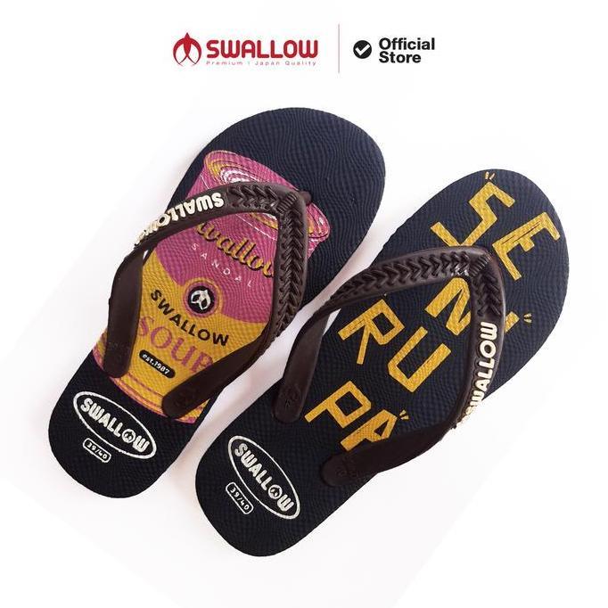 Shoesmen- Sandal Jepit Pria Sllow Seni - Motif Seni Rupa Rna-Rni [Swltrad B] Black Pink Sendal