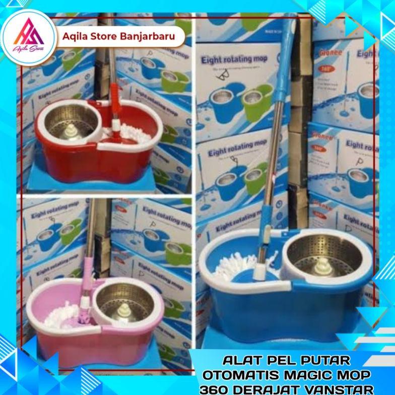 Pel Mop Putar Otomatis Vanstar / Alat Pel Putar Otomatis Magic Mop Stainless 360 Ha