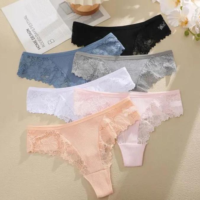 FINETOO FT143 Sexy Celana Dalam Gstring Renda Bunga Cotton Lace Thong