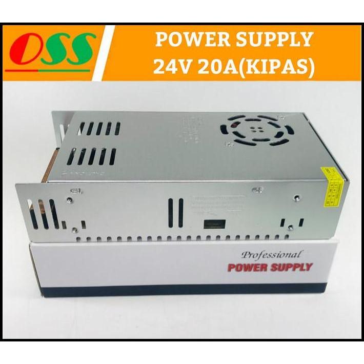 HOT DEAL POWER SUPPLY 24V 20A / PSU 24V 20A SMPS TRAFO SWITCHING POWER + KIPAS 