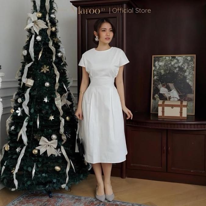 Maroo - Selena Dress/Dress Natal/Dress Imlek/Dress Putih/Dress Korea/ Dress Natal
