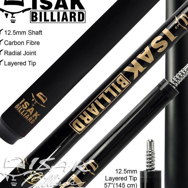 Isak Billiard Carbon Cue Radial Hat Logo Low Deflection Sti Billiard