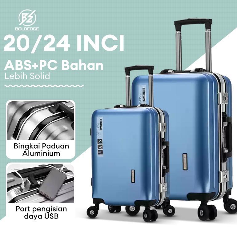 BoldEdge Koper 20/24 Inch Koper Aluminium Hardcase Kabin Bagasi  Charging PC+ABS Kunci TSA