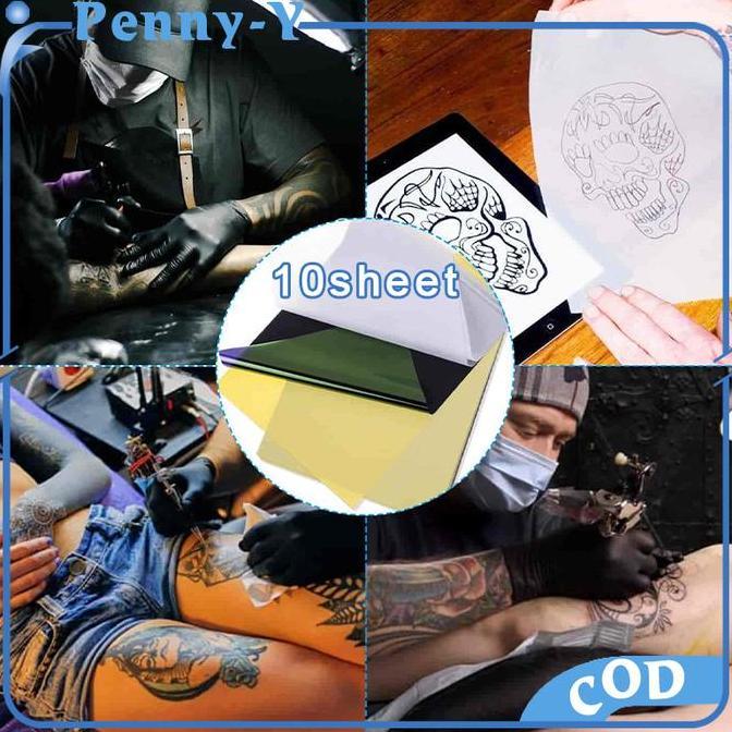 TUMOLOX 10pcs Kertas Karbon Tattoo Tato Transfer Kertas Termal Karbon Transfer Stensil Kertas