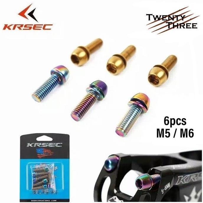 BAUT STEM SEPEDA MTB KRSEC BAUT M5 / BAUT M6 TITANIUM BOLTS 6PCS