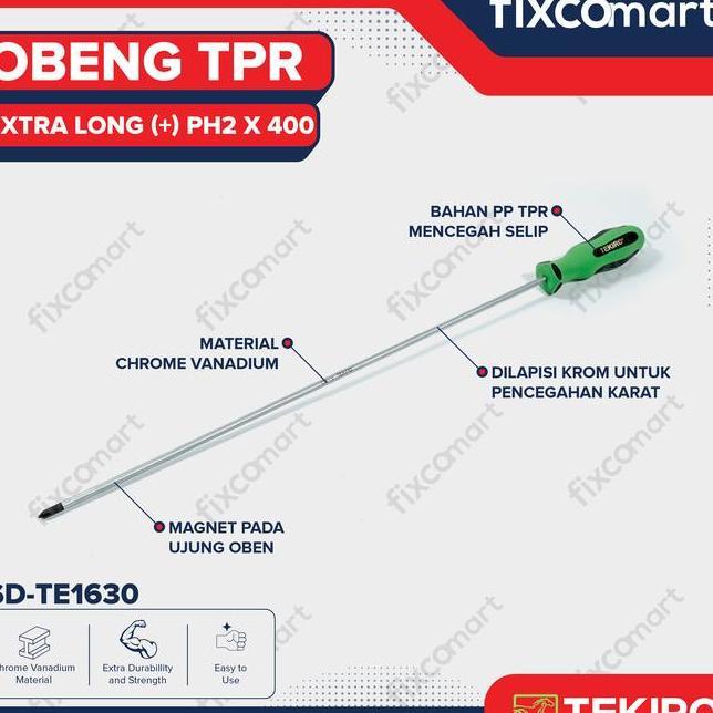 Tekiro Obeng Tpr Extra Long Ph2 X 400 Mm Obeng Plus Obeng Panjang