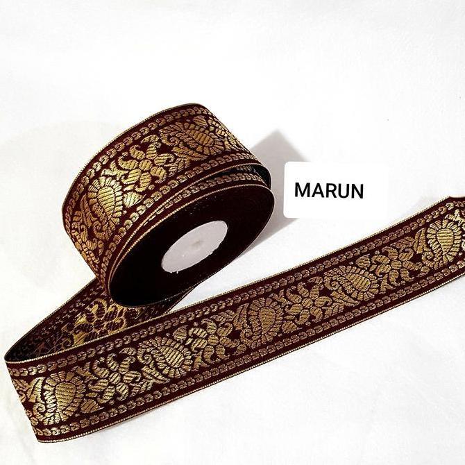 PITA RENDA MOTIF BATIK GOLD LEBAR 5CM ISI 20YARD