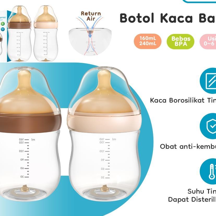 Dr.Isla & Avinie Dot Bayi Botol Susu 160Ml 240Ml Botol Bayi Dari Kaca Borosilikat Bpa Free Gb16